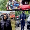 Tangkapan layar video kunjungan Cindy Monica Salsabila Setiawan, Calon Legislatif DPR DRI Dapil Sumbar 2 ke posko utama erupsi Gunung Marapi, Sumatera Barat, Rabu (6/12/23).