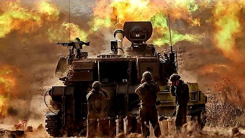 Penampakan tank-tank Israel yang menggempur Jalur Gaza. Foto: AFP/JACK GUEZ