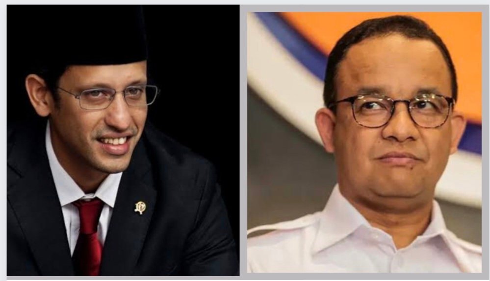 Kolase foto Anies Baswedan Mendikbud periode 2014 -2017, dan Nadiem Makarim Mendikbud periode 2019 - sekarang.