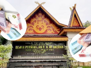 Kolase foto Kantor DPRD Pekanbaru dengan ilustrasi uang. (Dok. Berbagai sumber)