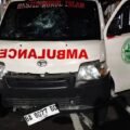 Ambulans Masjid Nurul Islam Kp Jawa Dalam yang menabrak personel Raimas Anti Tawuran Polresta Padang, pada pagi Rabu (27/3/2024), di Simpang Sari Anggrek Permindo Pasar Raya.