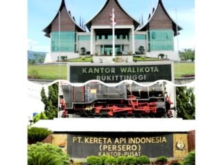 Kolase Foto Kantor Wali Kota Bukittinggi dan PT Kereta Api Indonesia (Persero) Kantor Pusat