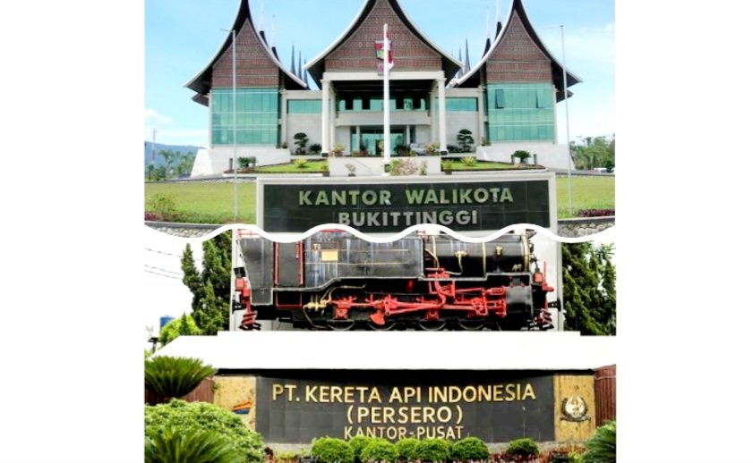 Kolase Foto Kantor Wali Kota Bukittinggi dan PT Kereta Api Indonesia (Persero) Kantor Pusat
