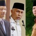 Kolase foto Gubernur Sumatera Barat Mahyeldi, Bupati Pasaman Sabar AS, dan Mara Ondak yang baru dibebaskan dari jabatan Sekda Pasaman. (Dok. Berbagai sumber)