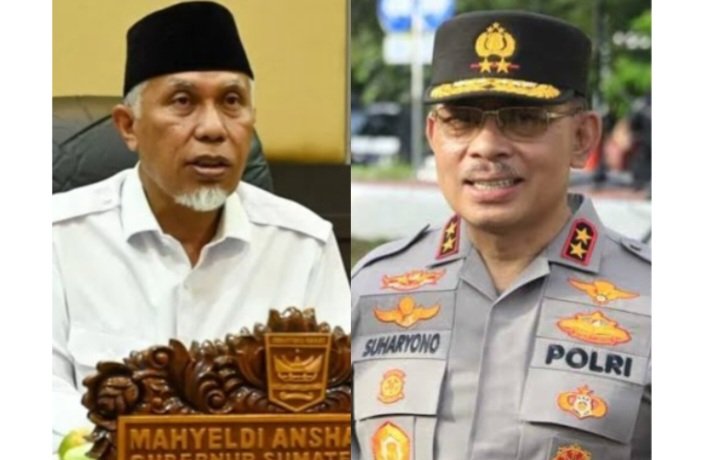 Kolase foto Kapolda Sumbar Irjen Pol Suharyono dengan Gubernur Mahyeldi. (Ist)