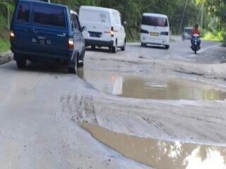 Memprihatinkan, Jalan Nasional Batas Bukittinggi - Batas Sumut: Berlubang, Tergenang Air, dan Berlumpur