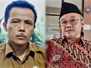 Kolase foto Menteri Pendidikan Dasar dan Menengah, Abdul Mu'ti dengan Kabid Guru dan Tenaga Kependidikan (GTK) Dinas Pendidikan Provinsi Sumbar, Suindra Bachtiar. (Diolah dari berbagai sumber).