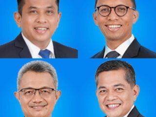 Direksi Bank Nagari periode 2024-2028 Direktur Utama Bank Nagari, Gusti Candra, Direktur Keuangan, Roni Edrian, Direktur Operasional, Zilfa Efrizon, Direktur Kepatuhan, Sukardi. (dok. Bank Nagari)