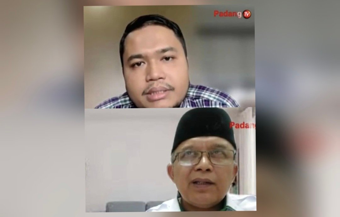 Kolase foto Ahli Hukum Tata Negara Universitas Andalas, Beni Kurnia Illahi (atas), dan Dekan Fakultas Syariah UIN Imam Bonjol, Prof Ikhwan Matondang (bawah). (dok. Tangkapan layar Padang TV dialog Detak Sumbar pada 11 Maret 2025).