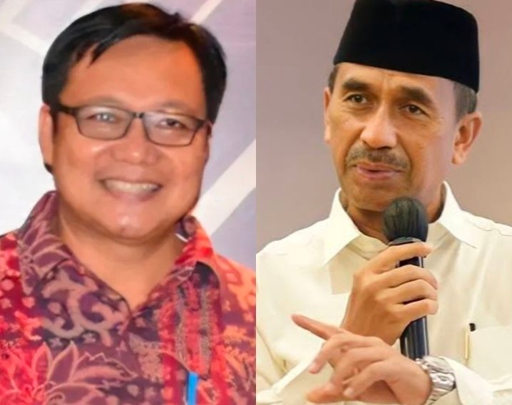 Kelase foto Kepala Dinas Pendidikan Sumbar, Habibul Fuadi (kanan) dan Eks Kepala Dinas Pendidikan Sumbar, Barlius (kiri).