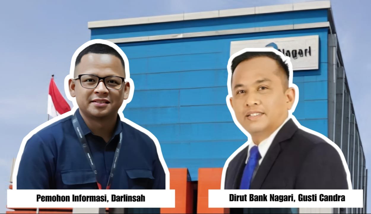 Kolase foto Kantor Bank Nagari, Pemohon Informasi dan Dirut Bank Nagari