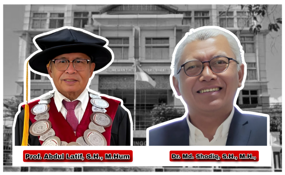 Kolase foto kantor Kejati Sumbar, Dr. Md. Shodiq, S.H., M.H., dan Prof. Abdul Latif, S.H., M.Hum